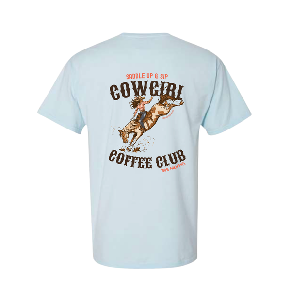 T-Shirt- Cowgirl Coffee - Sky Blue
