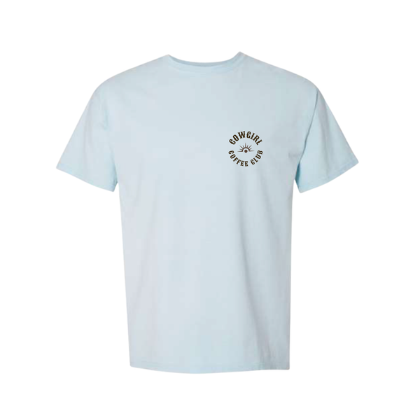 T-Shirt- Cowgirl Coffee - Sky Blue